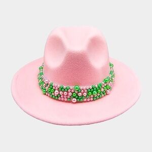 Pearl Embellished Band Pointed Fedora Hat